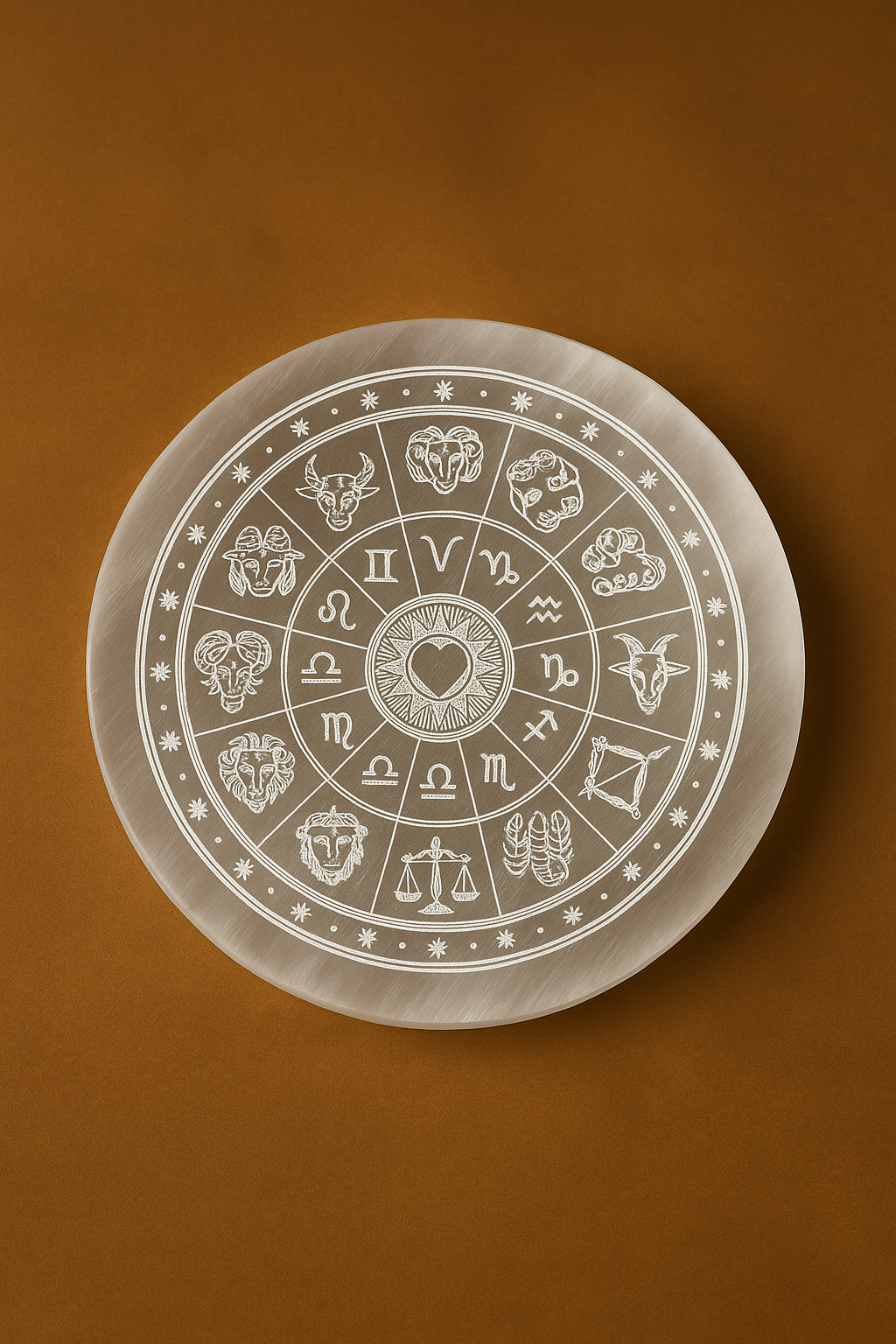Selenite Zodiac Engraved Charging Plate